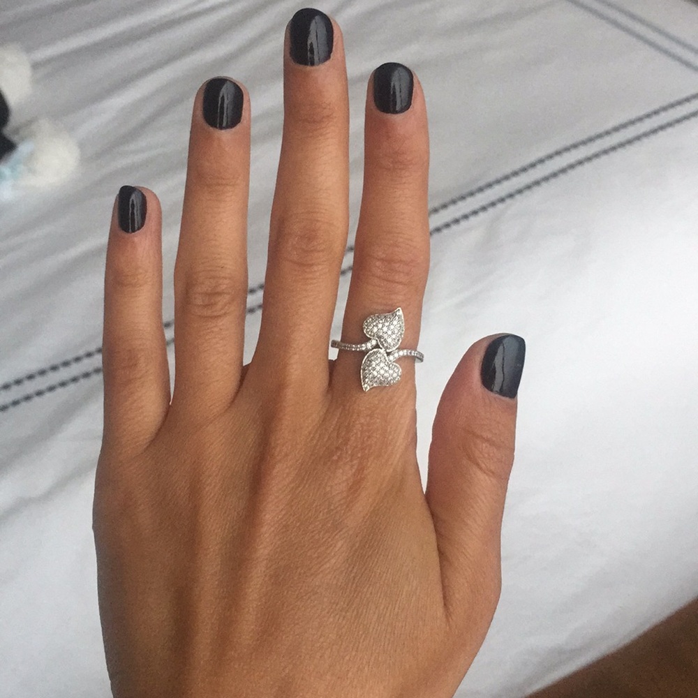 Pav Double Leaf Statement Ring - image 1